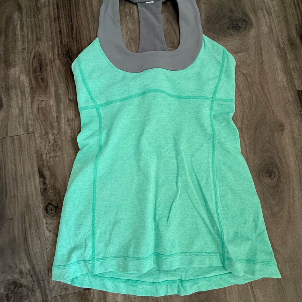 Lululemon Gray and Green Athletic Tank Top w/ built in sports bra